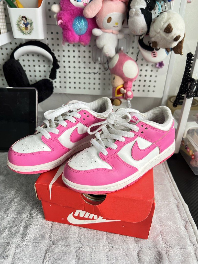 Nike Dunk Low Pink White Sneakers with Box (Category: Babies & Kids Fashion) located in Marikina City. Submitted by pammbkids (Listing ID 1470755863, Image 1). Description: .