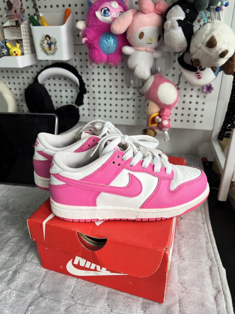 Nike Dunk Low Pink White Sneakers with Box (Category: Babies & Kids Fashion) located in Marikina City. Submitted by pammbkids (Listing ID 1470755863, Image 2). Description: .