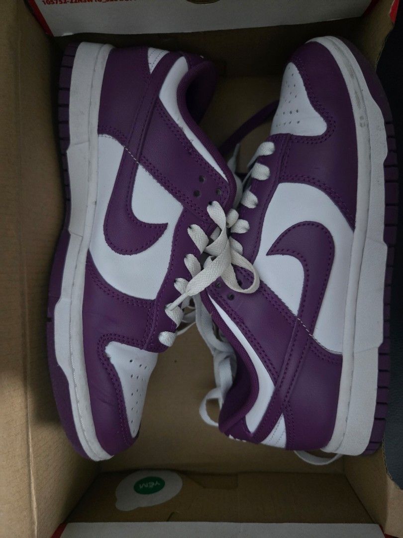 Nike Dunk Low Retro White Viotech (Category: Sneakers) located in Makati City. Submitted by yco99 (Listing ID 1470876347, Image 3). Description: - Original Nike Dunk Low Retro (White and Viotech Purple) - Size: US 7 / UK 6 / EUR 40 - Condition: Worn a few times only - Inclusions: Original box and extra pair of purple laces (white laces currently attached) - Mode of transaction: Meetups or shipping via buyer's preference - DM for inquiries or fast