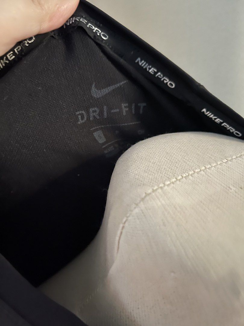 Nike Pro Dri-FIT Black Long Sleeve Top (Category: Longsleeves) located in Cainta. Submitted by zlove111 (Listing ID 1470789515, Image 3). Description: - Brand: Nike Pro - Style: Dri-FIT long sleeve top - Color: Black - Size: Small can fit up to large womens - Condition: Pre-loved with noticeable wear and slight piling on one elbow part . may rub - Features: Stretchy performance fabric, ribbed neckline taping, subtle chest swoosh - Ideal for: Work