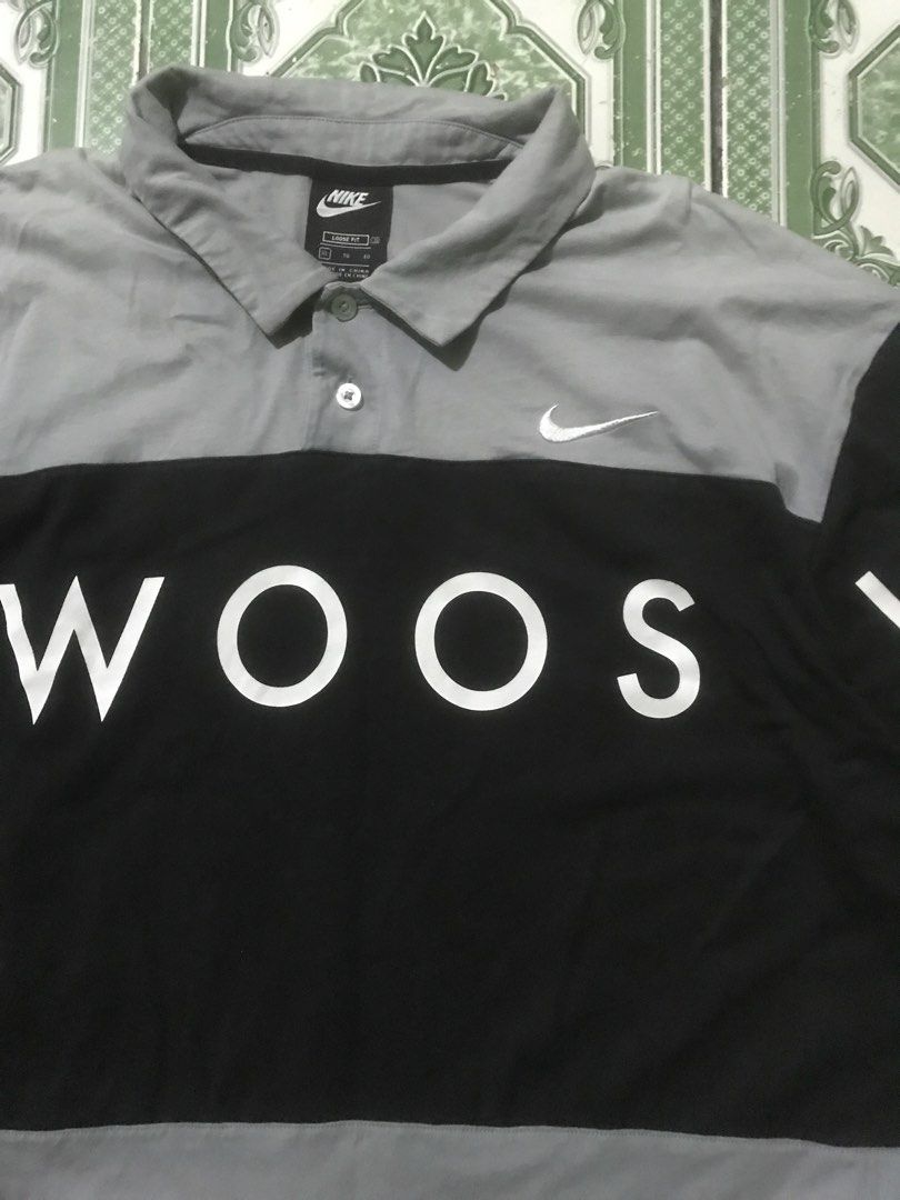 NIKE SWOOSH POLO SHIRT (Category: Tshirts & Polo Shirts ) located in Bulacan. Submitted by bleue.finds (Listing ID 1470882496, Image 3). Description: NIKE SWOOSH POLO SHIRT 25 - width 30 - length - minor yellow stain on lower back need wash only - good condition - no other issues.