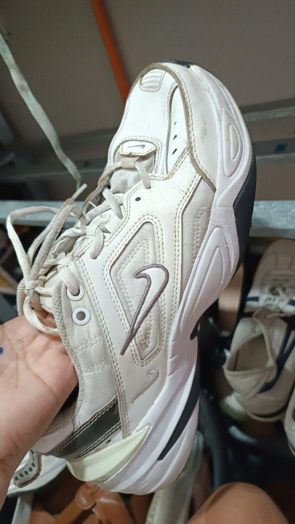 Nike White Chunky Sneakers M2ktekno (Category: Sneakers) located in Victorias. Submitted by nekken620 (Listing ID 1470812186, Image 3). Description: - Brand: Nike - Style: White chunky dad shoes / retro look - Details: Grey swoosh embroidery, lace-up closure, thick rubber soles - Condition: Normal signs of wear with some dirt marks on leather and laces - Durability: Still plenty of life left for daily casual wear.