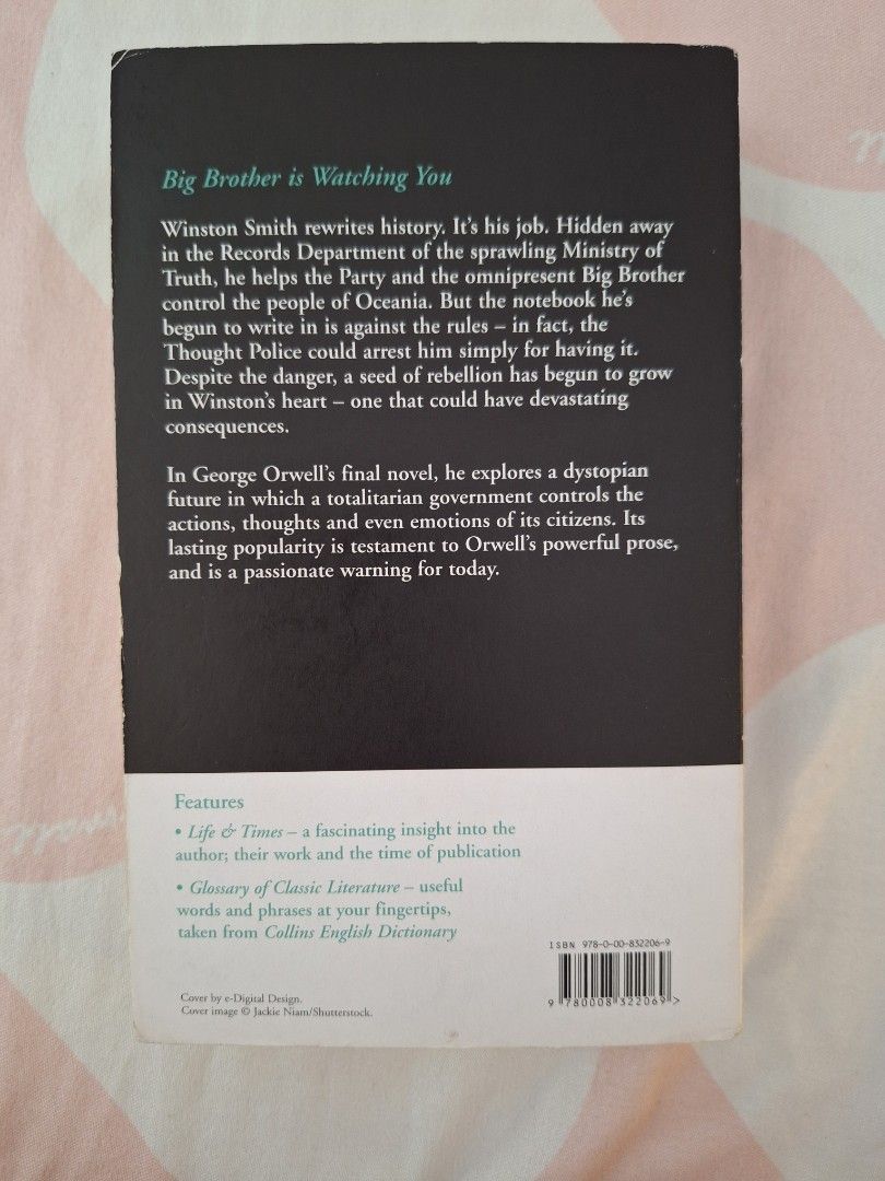 Nineteen Eighty-Four by George Orwell Collins Classics Edition (Category: Storybooks) located in Makati City. Submitted by bluecatmelody (Listing ID 1470810728, Image 2). Description: negotiable .