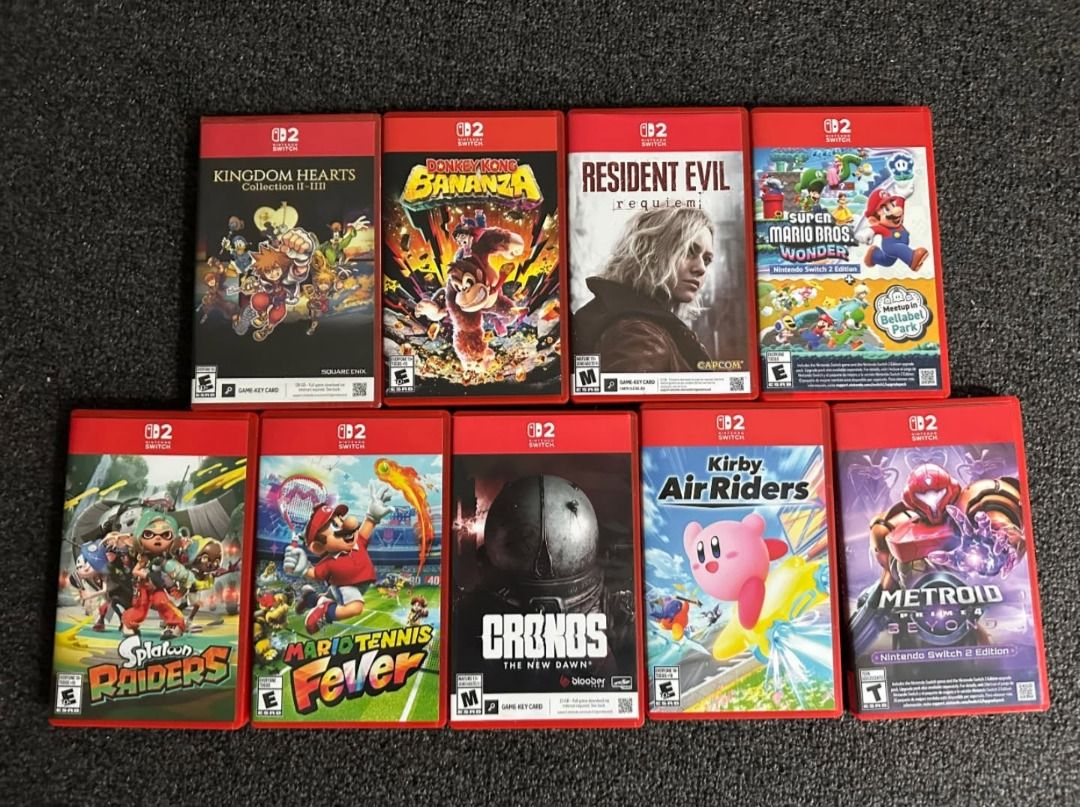 Nintendo Switch 2 GAMES (Category: Nintendo) located in Caloocan City. Submitted by goldenocean_4fe43f (Listing ID 1470838633, Image 1). Description: Kingdom Hearts Collection 2-3 ₱3000 Donkey Kong Bonanza ₱1700 Resident Evil Requiem ₱1700 Super Mario Bros Wonders ₱2000 Splatoon Raiders ₱2000 Mario Tennis Fever ₱2000 Cronos The New Dawn ₱1700 Kirby Air Raiders ₱2000 Metroid Prime 4 Beyond ₱1700 WIlling to meetup!! Take all 14k!.
