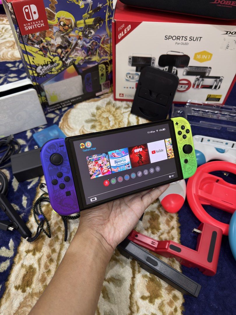 Nintendo Switch OLED Splatoon 3 Edition Bundle, Video Gaming, Video ...