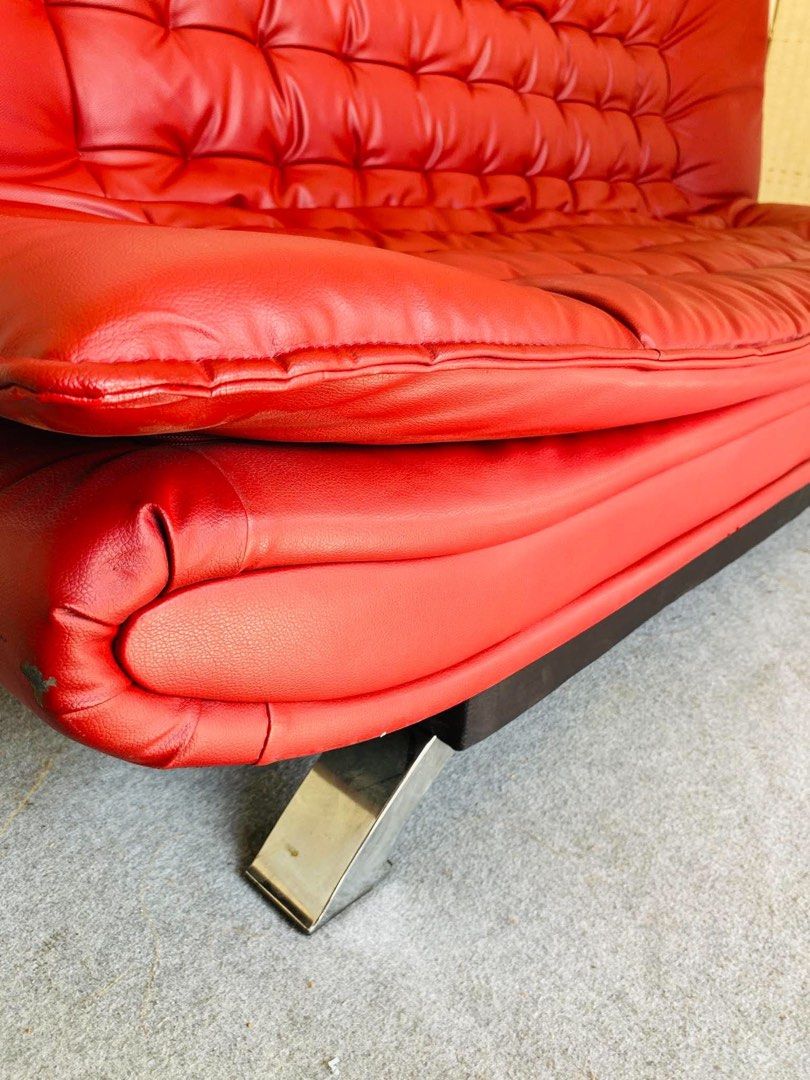 Nitori Modern Sofa Bed (Category: Sofas) located in Manila. Submitted by justinlei.103 (Listing ID 1470925753, Image 2). Description: “JAPAN SURPLUS” NITORI MODERN RED LEATHER SOFA BED SIZE: 76L” x 44W” x 16Sh” x 35H” inches (AS-IS ITEM) IN GOOD CONDITION.