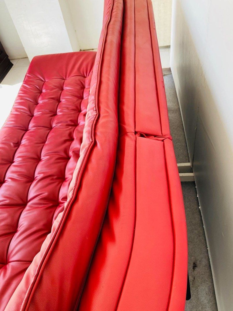 Nitori Modern Sofa Bed (Category: Sofas) located in Manila. Submitted by justinlei.103 (Listing ID 1470925753, Image 3). Description: “JAPAN SURPLUS” NITORI MODERN RED LEATHER SOFA BED SIZE: 76L” x 44W” x 16Sh” x 35H” inches (AS-IS ITEM) IN GOOD CONDITION.