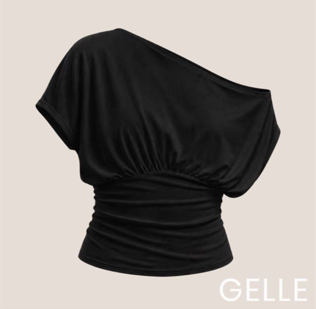 Off-shoulder top | Ruched | Double Lining Front & Back | Premium Cotton Spandex (Category: Blouses) located in Manila. Submitted by iandeclothingline (Listing ID 1470882514, Image 2). Description: .