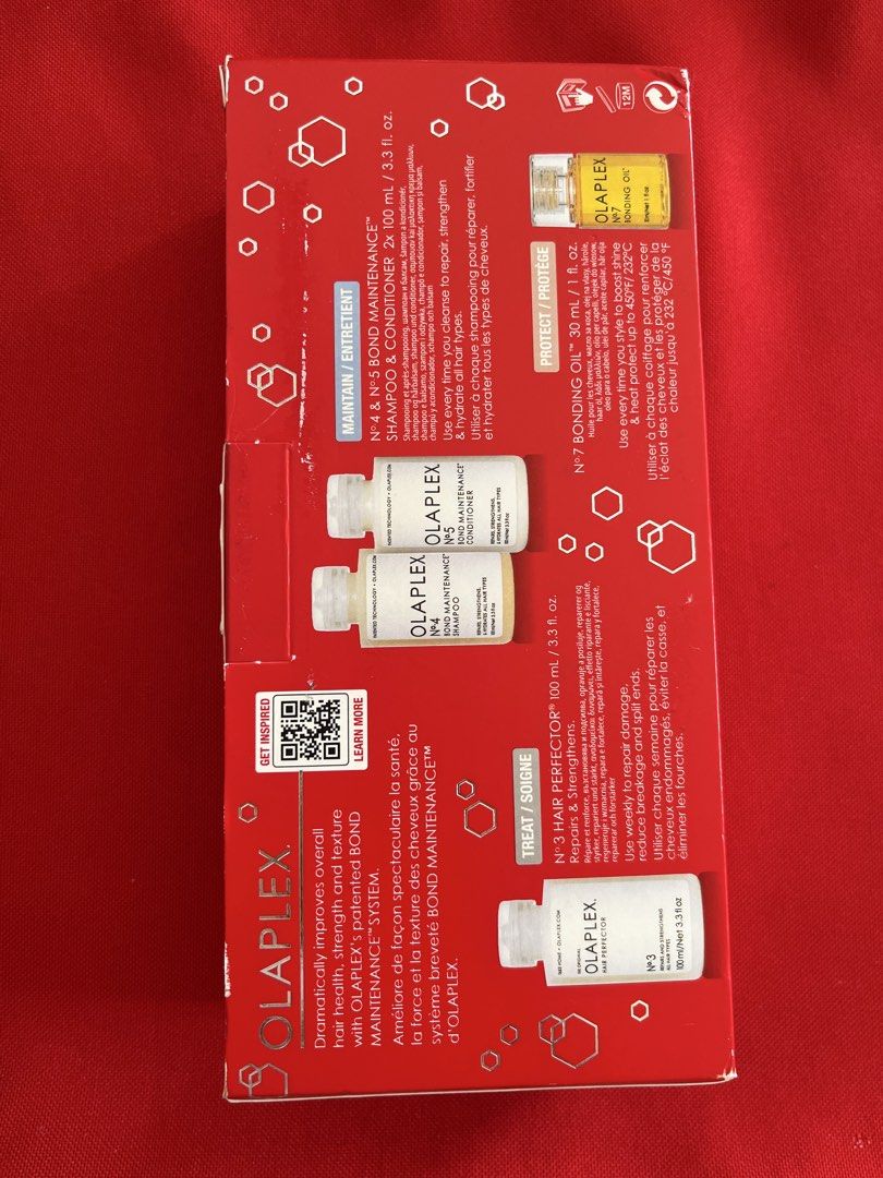 OLAPLEX NO 3 4 5 7 SET (Category: Hair) located in Manila. Submitted by luxeclassyshop (Listing ID 1470810144, Image 3). Description: OLAPLEX NO 3 4 5 7 SET No 3 100ml No4 100ml No5 100ml No 7 30ml Set.