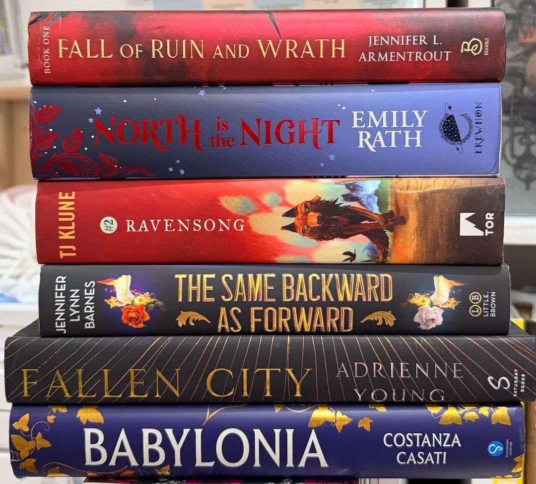 Onhand hardcovers (Category: Storybooks) located in Quezon City. Submitted by paperandspineph (Listing ID 1470843861, Image 1). Description: Fall of Ruin and Wrath Barnes and Noble exclusive HB ₱1,500 North is the Night deluxe HB ₱850 Ravensong HB ₱850 The Same Backward As Forward Deluxe HB ₱850 Fallen City deluxe HB ₱1,000 Babylonia deluxe HB ₱1,000.