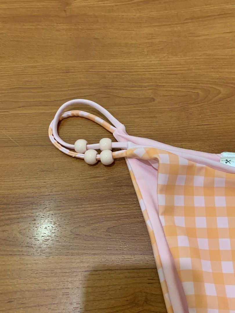 Orange Gingham Checkered Bikini Bottom with Beaded Straps (Category: Bikinis & Swimsuits) located in Quezon City. Submitted by whyisyellowyellow (Listing ID 1470801080, Image 3). Description: ⭐️ fits small to medium ⭐️ brand new ⭐️ never worn.