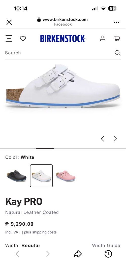 Original Birkenstock Kay Pro White Clogs Size 36 (Category: Slippers and slides) located in Manila. Submitted by nadhinesglamourshop (Listing ID 1470896269, Image 2). Description: White Birkenstock Kay Pro clogs. Size 36. Features a white leather upper with two adjustable straps. The footbed is made of natural cork. The sole is white with a blue stripe. Comes with the original box..