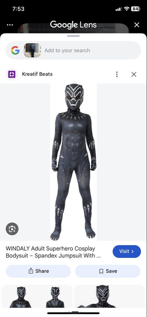 Panther Costume (Category: Babies & Kids Fashion) located in Caloocan City. Submitted by discusonlineshop (Listing ID 1470743805, Image 1). Description: 10-12y.