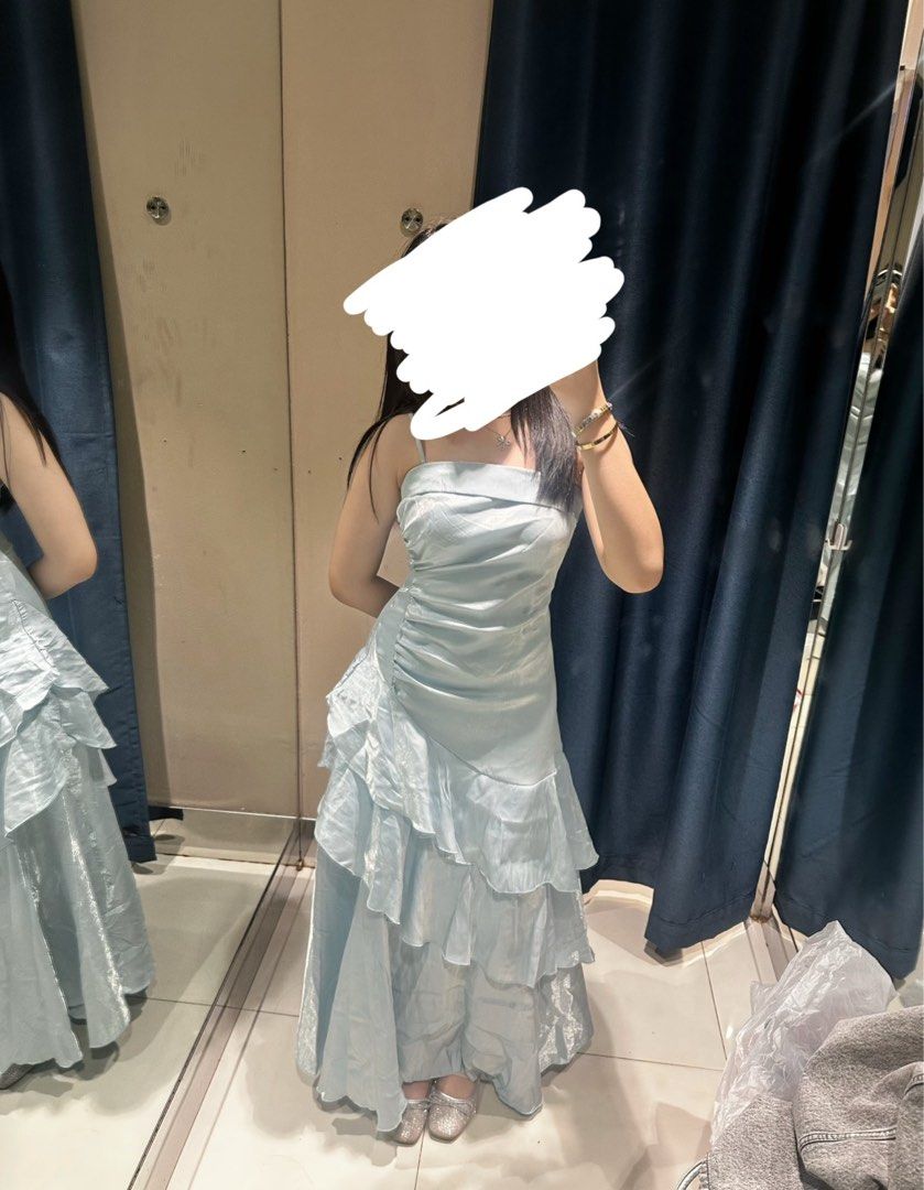 Pastel Blue Dainty Dress (Category: Dresses) located in Manila. Submitted by youremyfourleafclover (Listing ID 1470897348, Image 1). Description: Used only once, like new!! - no stains/defects, looks so pretty real life - very dainty and girly - fits frames xs-m.