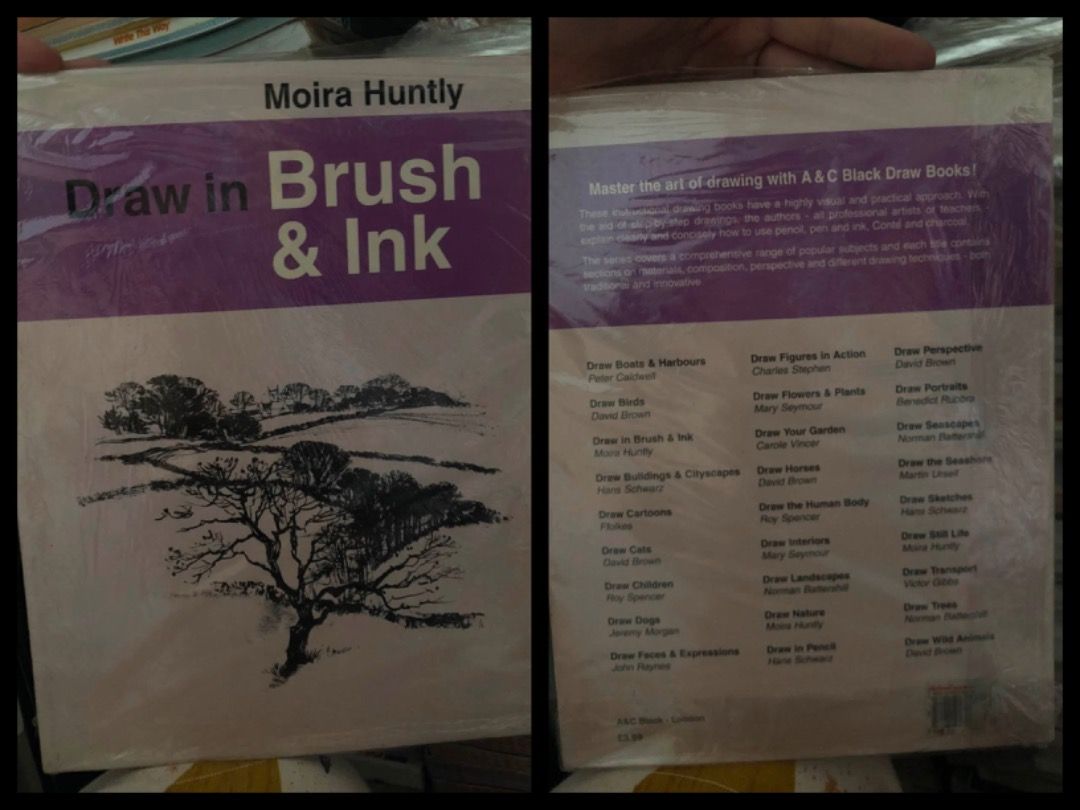 [PB] Draw in Brush & Ink by Moira Huntly (Category: Storybooks) located in San Juan City. Submitted by ttanmien (Listing ID 1470883902, Image 1). Description: ⚜️✨⚜️✨⚜️✨⚜️✨⚜️✨⚜️ 💁🏻‍♀️SELLING PRICE: ₱100 Original Price: Around ₱300~₱400 💁🏻‍♀️Book Genre: NonFiction, art instruction (art technique/drawing manual) 💁🏻‍♀️Book insight: Key Features • Fundamental Concepts: Includes introductory sections explaining materials (types of ink, papers, an