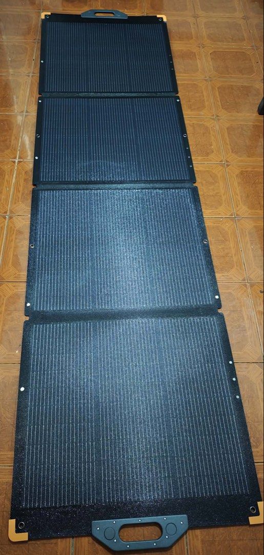 Pecron S300 300W 36V Portable Foldable Solar Panel (Category: Hiking & Camping) located in Pasay City. Submitted by rigelb (Listing ID 1470788022, Image 3). Description: - Brand: Pecron S300 Foldable Solar Panel - Power Output: 300W (36V max power) - Material: High-efficiency monocrystalline solar cells with durable ETFE lamination - Portability: Built-in handles for easy packing and transport - Inclusions: Cables, original manual, and zippered s