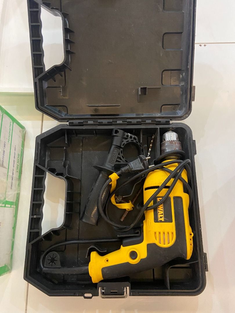 Percussion/Hammer Drill DeWALT DWD024 (Category: Construction Tools & Equipment) located in Caloocan City. Submitted by livedragon.c18f59 (Listing ID 1470814273, Image 2). Description: Specifications • Model: DeWalt DWD024 (or DWD024K variant with kit accessories) • Power Output: 650W • Voltage: 220–240V (50/60Hz) • Chuck Capacity: 1/2" (13mm) • No-Load Speed: 0–2,800 /min Issue: May konting kalawang lang RFS: Di na nagagamit matagal nang nakatam