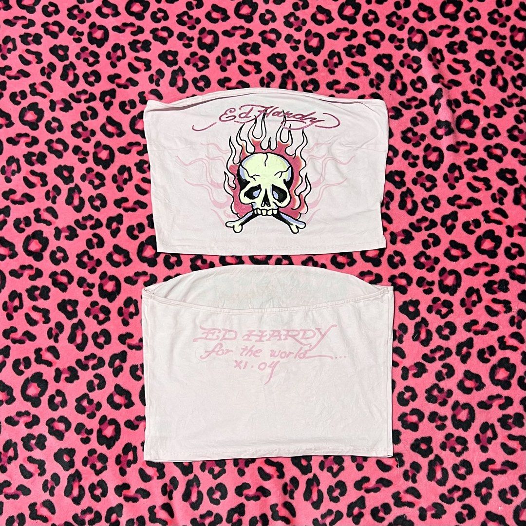 Pink Ed hardy tube top (Category: Others Tops) located in Quezon City. Submitted by __bbbooo (Listing ID 1470771755, Image 1). Description: Pink Ed hardy Tube top size XL 2pcs available ₱549 each.