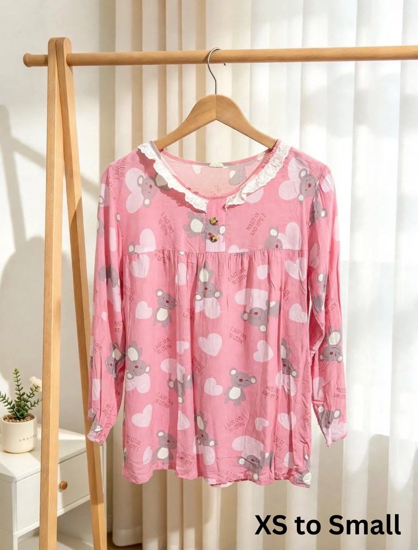 Pink longsleeve sleepwear top (Category: Undergarments & Loungewear) located in Caloocan City. Submitted by xsssln_ (Listing ID 1470777447, Image 1). Description: Details on the picture You can browse through my account to see more items of sleepwear 🫶🏻 Message mee.