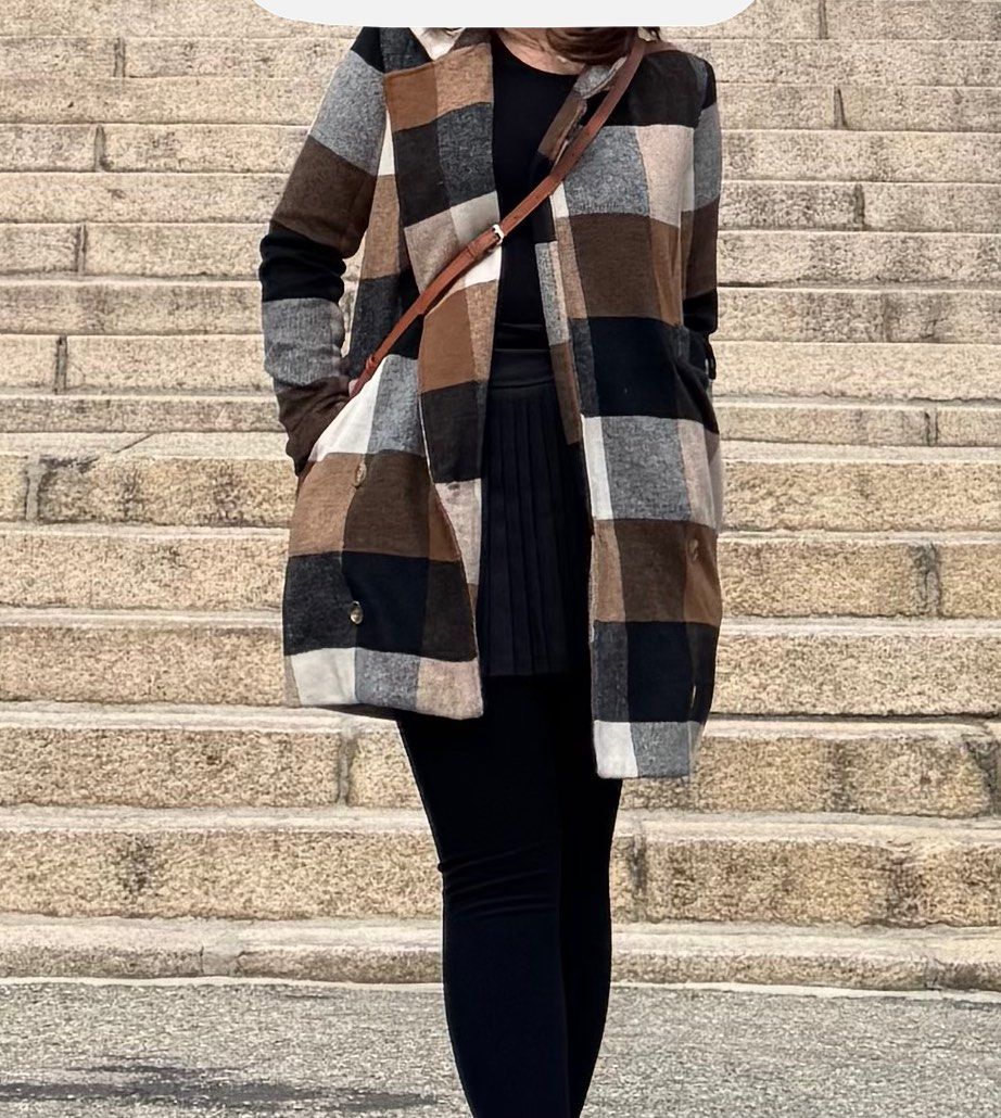 Plaid Checkered Wool Blend Long Coat (Category: Coats, Jackets and Outerwear) located in Antipolo. Submitted by tintintin_19 (Listing ID 1470915593, Image 3). Description: Winter & Autumn coat Size: fits small to medium Thick and high quality!! Style: brown double-breasted wool coat with side pockets; mid length perfect for autumn and post-winter season Condition: 9/10 used twice only for my winter trips :).