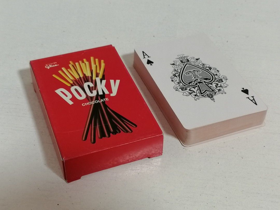 Pocky Chocolate Sticks Playing Cards (Category: Other Merchandise) located in San Mateo. Submitted by arrowscrap_delight (Listing ID 1470822513, Image 1). Description: Pocky Chocolate Sticks Playing Cards Good as New Complete Set , 52 Pcs. with 2 Jokers Paper Material Length : 9cm Width : 6cm No Issues 150 + SF.