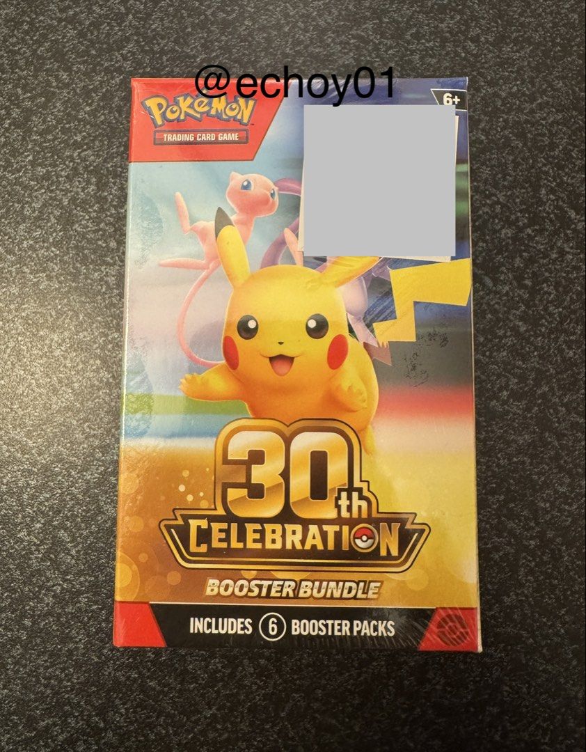 Pokemon 30th Celebration Booster Bundle (Sealed) (Category: Card Boxes & Cases) located in Las Pinas. Submitted by echoy01 (Listing ID 1470715140, Image 1). Description: WTS Pokemon 30th Celebration Booster Bundle (Sealed) Las Piñas area pickup only. Grab / Lalamove.