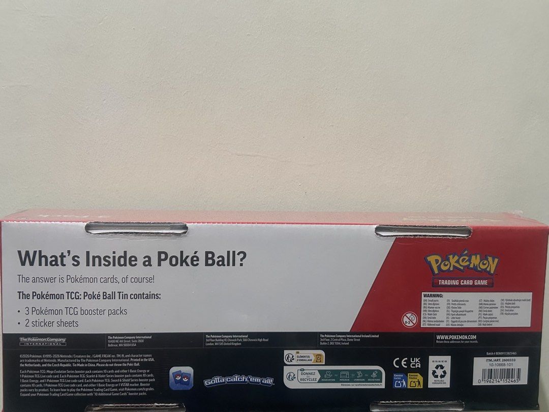 Pokémon Costco 3-pack Pokeball Tins (Category: Card Boxes & Cases) located in Quezon City. Submitted by kafrastorage (Listing ID 1470913997, Image 2). Description: Pokémon TCG Poké Ball Tin collection features three individual tins, each containing three booster packs and two sticker sheets. The set is factory sealed and in brand new condition, making it an excellent addition for collectors or players looking to expand their card collection. The 