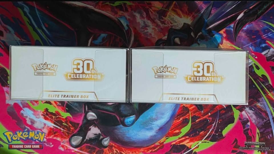 Pokémon TCG: 30th Celebration Elite Trainer Box (ETB) (Category: Card Boxes & Cases) located in Caloocan City. Submitted by goldenocean_4fe43f (Listing ID 1470835685, Image 3). Description: Pokémon TCG: 30th Celebration Elite Trainer Box (ETB) Comes with box protector. 10.5k each if take both 9.5k each WILLING TO MEET UP AS LONG AS MALAPIT PO .