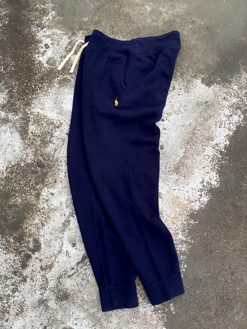 Polo by Ralph Lauren Jog sweatpants (Category: Joggers) located in Antipolo. Submitted by treasurethings02 (Listing ID 1470919600, Image 1). Description: Excellent to Asnew Condition 9.5/10 CR Dimensions W30 L36 Small on tag Navy blue Color yellow pony Authentic ✅✅✅ Photo Detail.