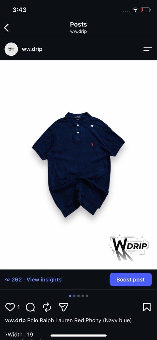 Polo Ralph Lauren Red Phony (Category: Tshirts & Polo Shirts ) located in Angeles City. Submitted by wwdrip (Listing ID 1470810568, Image 1). Description: Polo Ralph Lauren Red Phony (Navy blue) •Width : 19 •Length : 28-29 •Size : M-L •Color rate : 9.5/10 •Condition : excellent •minimal loose stitch , cut washtag ₱500 + SF.