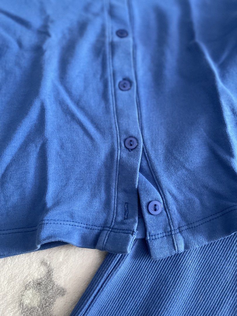 Pomelo x Pantone Blue Coords / Ribbed bottom (Category: Sets or Coordinates) located in Sorsogon. Submitted by comfortbeforestyle (Listing ID 1470763576, Image 2). Description: SORSOGON | J&T Pomelo x PANTONE Button-Down Top | Small Blue Pomelo x PANTONE top with a button-down front. The bottom hem is ribbed and garterized, making it slightly stretchy. There are some pinkish areas on the bottom hem upon closer inspection. Not sure if these are du