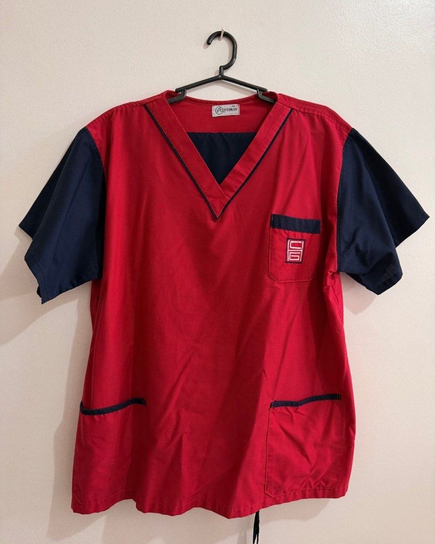 Pre-Loved CGHMC Uniform Set (Red&Navy Blue) (Category: Sets or Coordinates) located in Quezon City. Submitted by gomkatph (Listing ID 1470764852, Image 1). Description: Selling my pre-loved Chinese General Hospital and Medical Center (CGHMC) uniforms. Used for 2 months only. Still in good condition. Body frame: 2XL-3XL, 5'8", 90kg. Comes with: 1x - 2XL Top 1x - 2XL Pants 1x - 3XL Pants Please check measurements provided. Price is fixed unless get