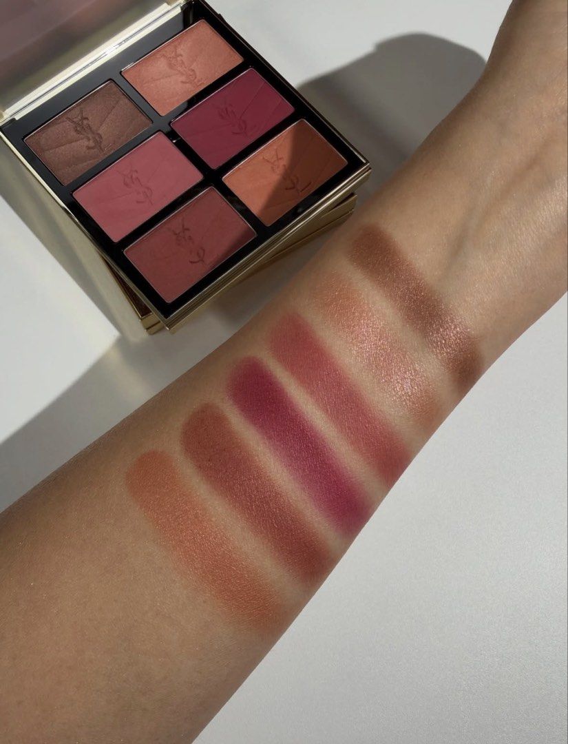 (PREORDER) Yves Saint Laurent Makeup Palette (Medium to Light (Category: Makeup) located in Leyte. Submitted by modernpersephone (Listing ID 1470836044, Image 2). Description: - Authentic YSL 6-shade makeup palette - Shades: Warm corals, deep pinks, and shimmery bronzes - Packaging: Luxurious gold compact with built-in mirror - Condition: Swatched once to test colors, pans are untouched and undamaged - Performance: Highly pigmented and easy to bl