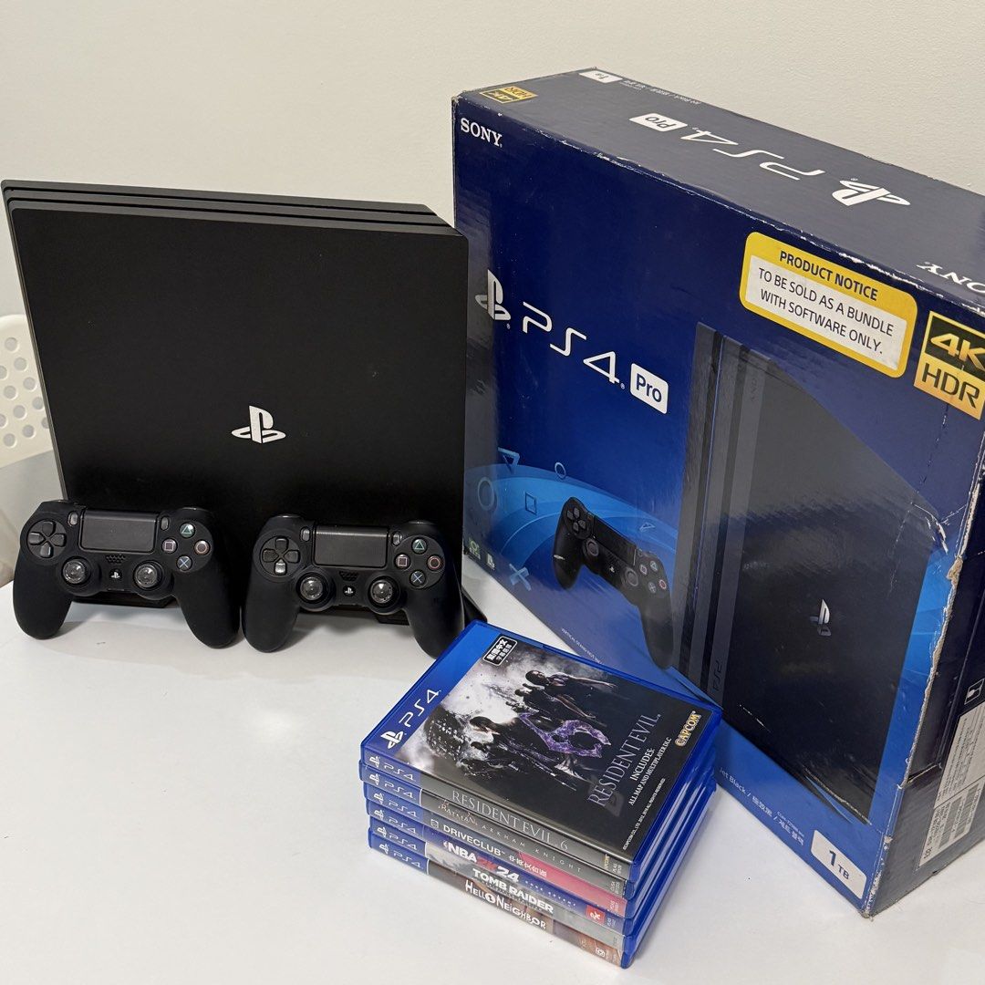 PS4 PRO 1TB (Category: PlayStation) located in Manila. Submitted by jkarlpefianco (Listing ID 1470834377, Image 1). Description: PS4 PRO Inclusions: - Box - 2 Controllers - Power Cable - HDMI Cable - PS4 Pro Stand - Charger for controller Games: - Resident Evil 6 - Baan Arkham Knight - Driveclub - NBA 2k24 - Tomb Raider - Hello Neighbor 📍Manila.