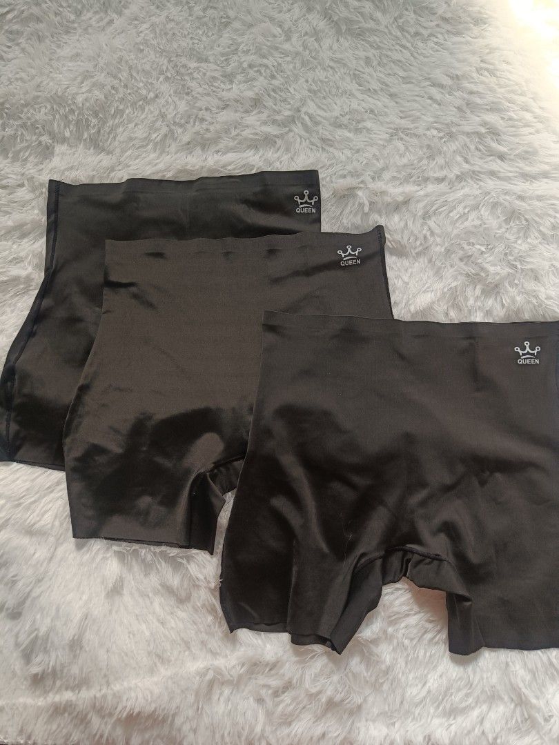 Queen Black Cycling Shorts Bundle of Three (Category: Undergarments & Loungewear) located in Orani. Submitted by mbfb_btn (Listing ID 1470825876, Image 1). Description: - Set of 3 black Queen cycling shorts - High-waisted design with signature logo print near the upper corner - Smooth fabric finish for a seamless look under clothes - Ideal for everyday layering and smoothing - Sold as a set.