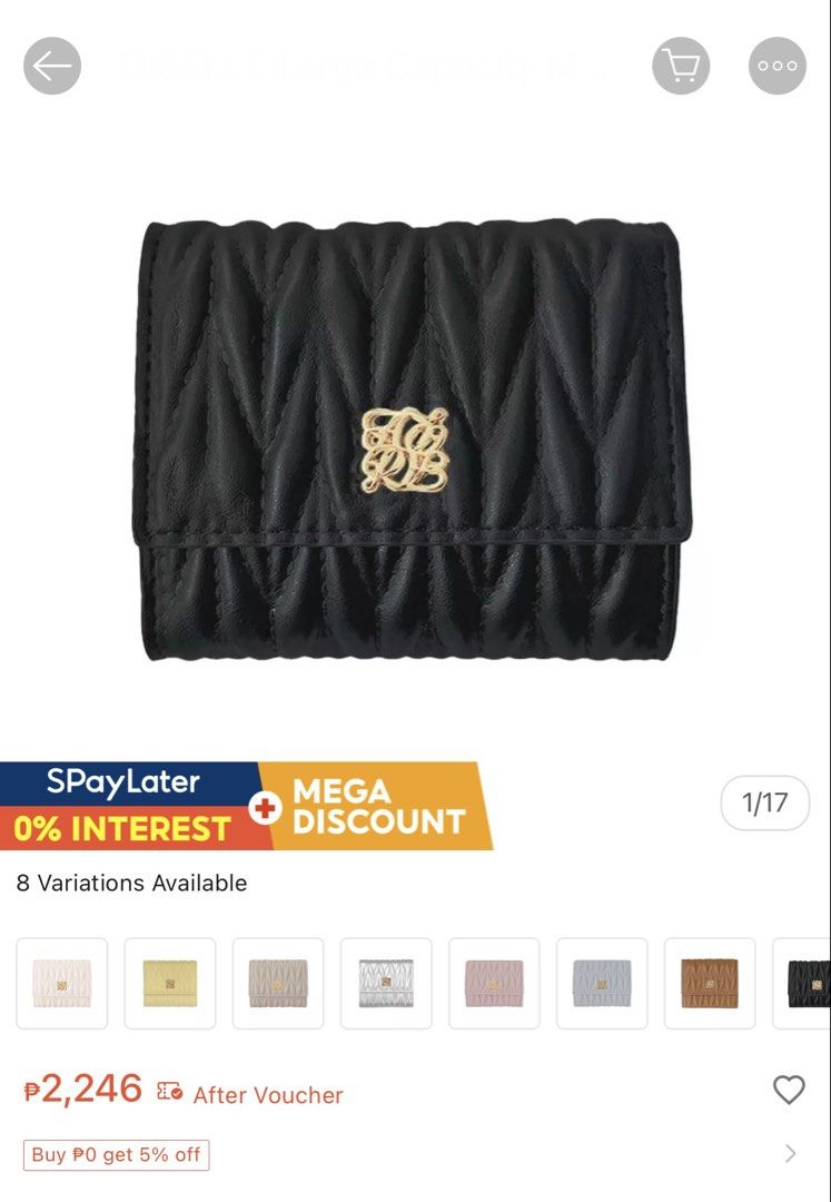 Quilted Black Trifold Black Wallet Small (Category: Wallets & Card holders) located in Davao. Submitted by favoritepreloved (Listing ID 1470911259, Image 2). Description: 💜 In very Excellent Condition 💜 Fix price.
