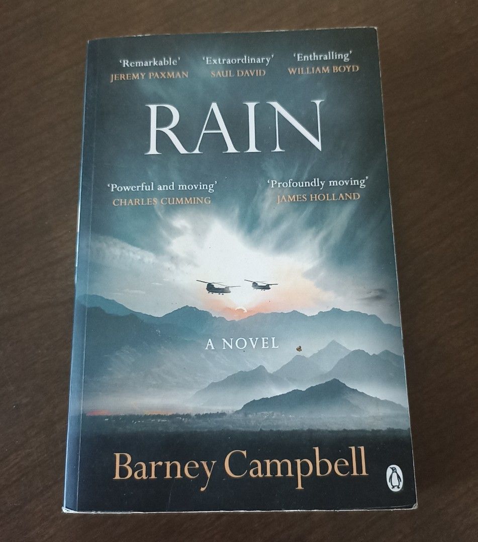 Rain by Barney Campbell (Category: Storybooks) located in Calamba. Submitted by maryann.castillo (Listing ID 1470744104, Image 1). Description: Paperback in like new condition. Minimal spine crease. No foxing, slight yellowing at the edges. No missing or torn pages. Spine is intact. Genre: Historical Fiction, Military, War. Item location: Calamba Laguna Meetup: SM Calamba MOP: Gcash, BPI MOD: Lalamove, J&T.