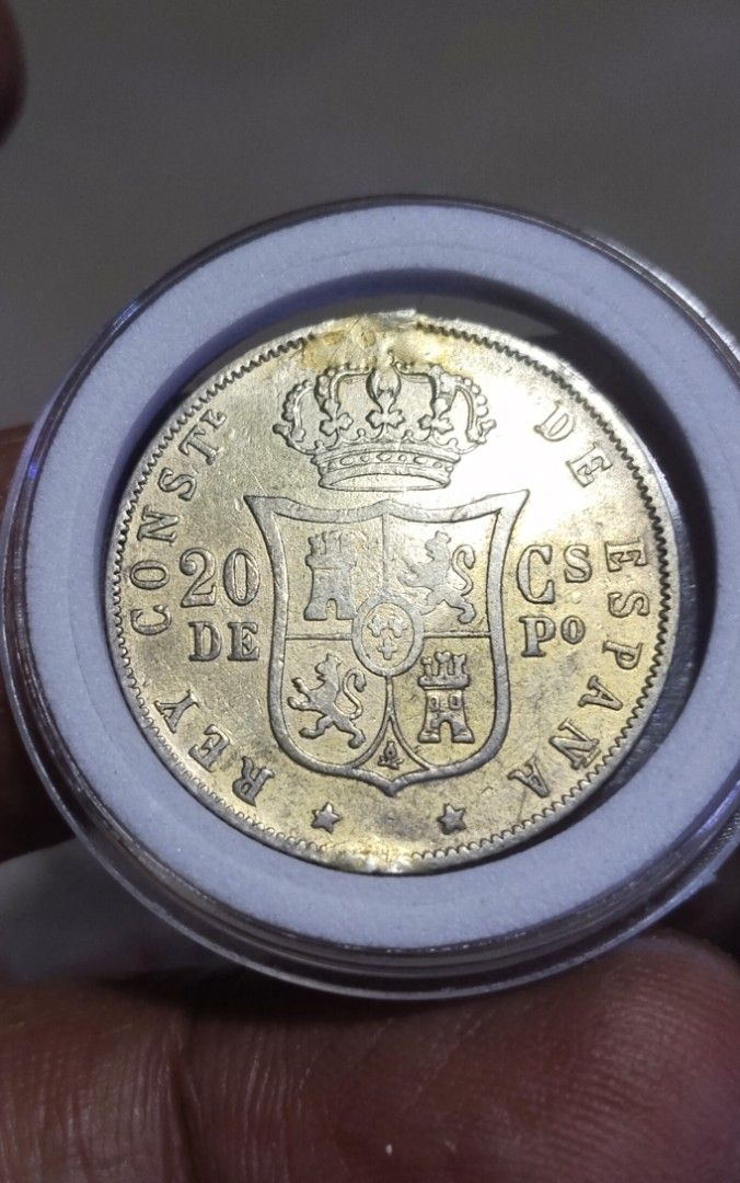 Rare 1880 Alfonso 20c (Category: Currency) located in Manila. Submitted by wildcrystal.3b537c (Listing ID 1470881668, Image 2). Description: Lowest mintage of the series Very hard to find High catalogue value.