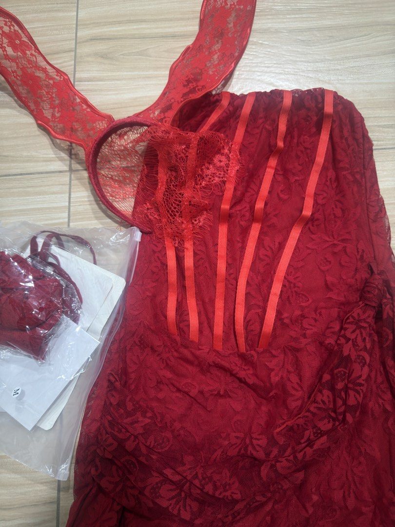 Red Bunny Halloween Lace Costume (Category: Dresses) located in Bacoor. Submitted by cailleshope (Listing ID 1470891814, Image 3). Description: Red Bunny Halloween Dress up Cosplay Lace Costume Inclusions: Red Dress Red Gloves Red bunny lace headband Red undies Size: Small Avail for lalamove.