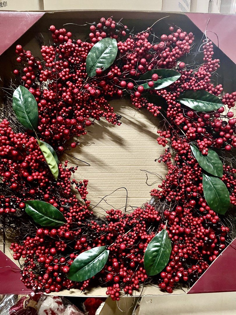 Red Cherries Christmas Wreath (Category: Other Home Decor) located in Quezon City. Submitted by thequaintshop (Listing ID 1470747271, Image 1). Description: 27” x 27” inches.