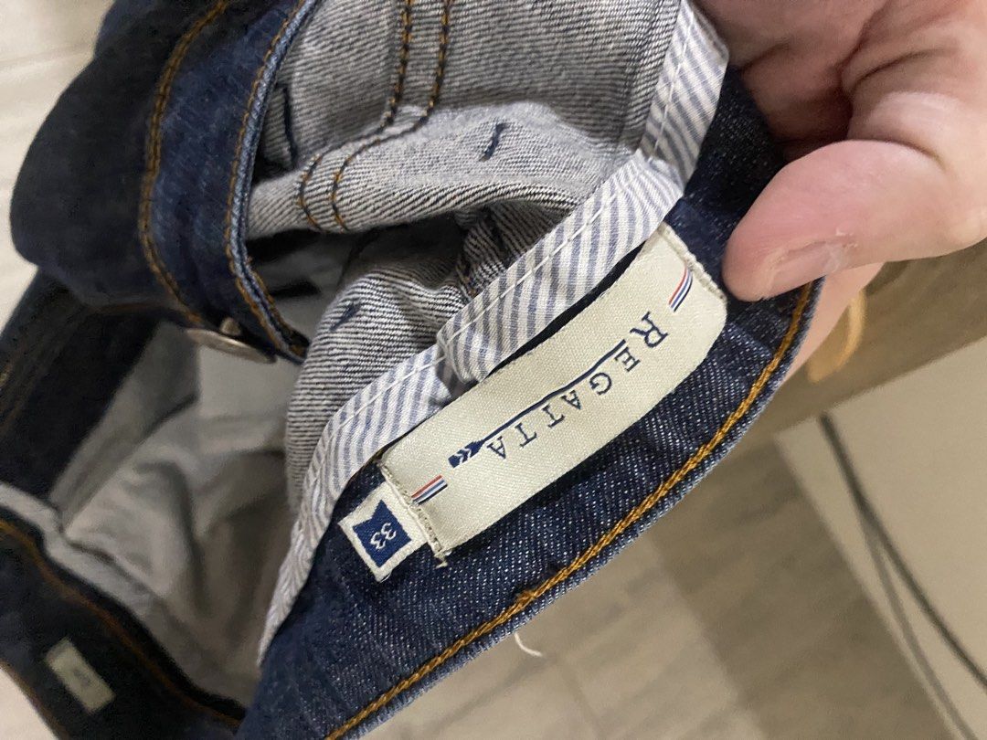 Regatta Dark Wash Denim Jeans Size 33 (Category: Jeans) located in Manila. Submitted by primomirp (Listing ID 1470835823, Image 3). Description: - Brand: Regatta - Size: 33 - Color: Dark wash denim - Style: Classic fit with contrast stitching - Details: Striped inner waistband lining, standard button and zip fly closure - Condition: Well-stored, great for everyday wear.