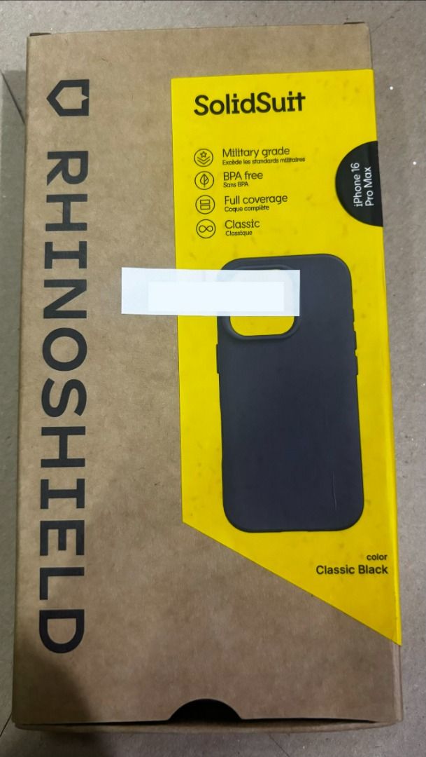 Rhinoshield Solidsuit Case for Iphone 16 Pro Max (Category: Cases & Sleeves) located in Quezon City. Submitted by christinesboutique (Listing ID 1470755267, Image 1). Description: Rhinoshield Solidsuit Case for Iphone 16 Pro Max Brand new Iphone 16 Pro Max Case Color: Classic Black RFS: Extra case SRP is 1,195.00 Selling for 600.00 only.