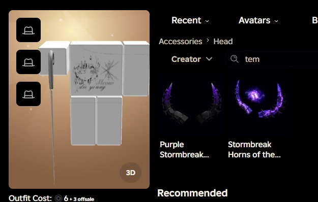 roblox account headless + korblox + stormbreak horns + workclock shades ...