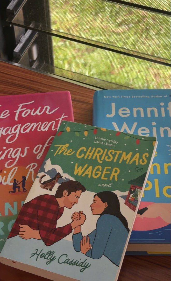 Romance Book Bundle (Category: Storybooks) located in Calamba. Submitted by sweet_lemonade (Listing ID 1470799296, Image 1). Description: - Set of 3 contemporary fiction paperbacks - Includes: The Christmas Wager (Holly Cassidy), The summer place Jennifer Weiner title, and The Four Engagement Rings of Sybil Rain - romance and romcom.
