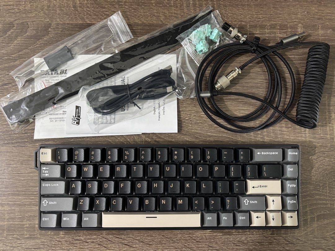 Royal Kludge RK68 HE Magnetic Mechanical Keyboard Bundle (Category: Computer Keyboard) located in Antipolo. Submitted by wfhessentials (Listing ID 1470810507, Image 3). Description: - Model: RK68 HE magnetic mechanical keyboard - Colorway: Sleek Black and Grey - Condition: Complete with original box, manuals, and dust cover - Accessories included: Keycap and switch puller tool, extra switches, and original braided USB cable - Bonus: Official RK c