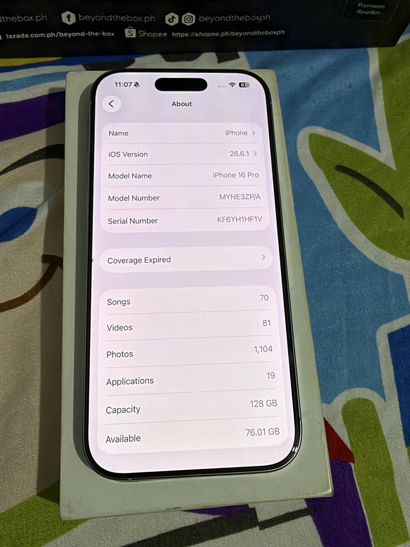 RUSH IPHONE 16 pro Complete Package (Category: Other Mobile & Gadget Accessories) located in Manila. Submitted by floweroniz (Listing ID 1470832186, Image 3). Description: IPHONE 16 PRO 128GB WHITE TITANIUM ₱36,990 first come first served po. respectfully lowballs will not be entertained Brand new price: ₱76,990 as shown sa likod ng box. my price is already 40k less :) • iPhone 16 pro 128gb • No sim restrictions • ZP/A variant • NTC Approved • 88
