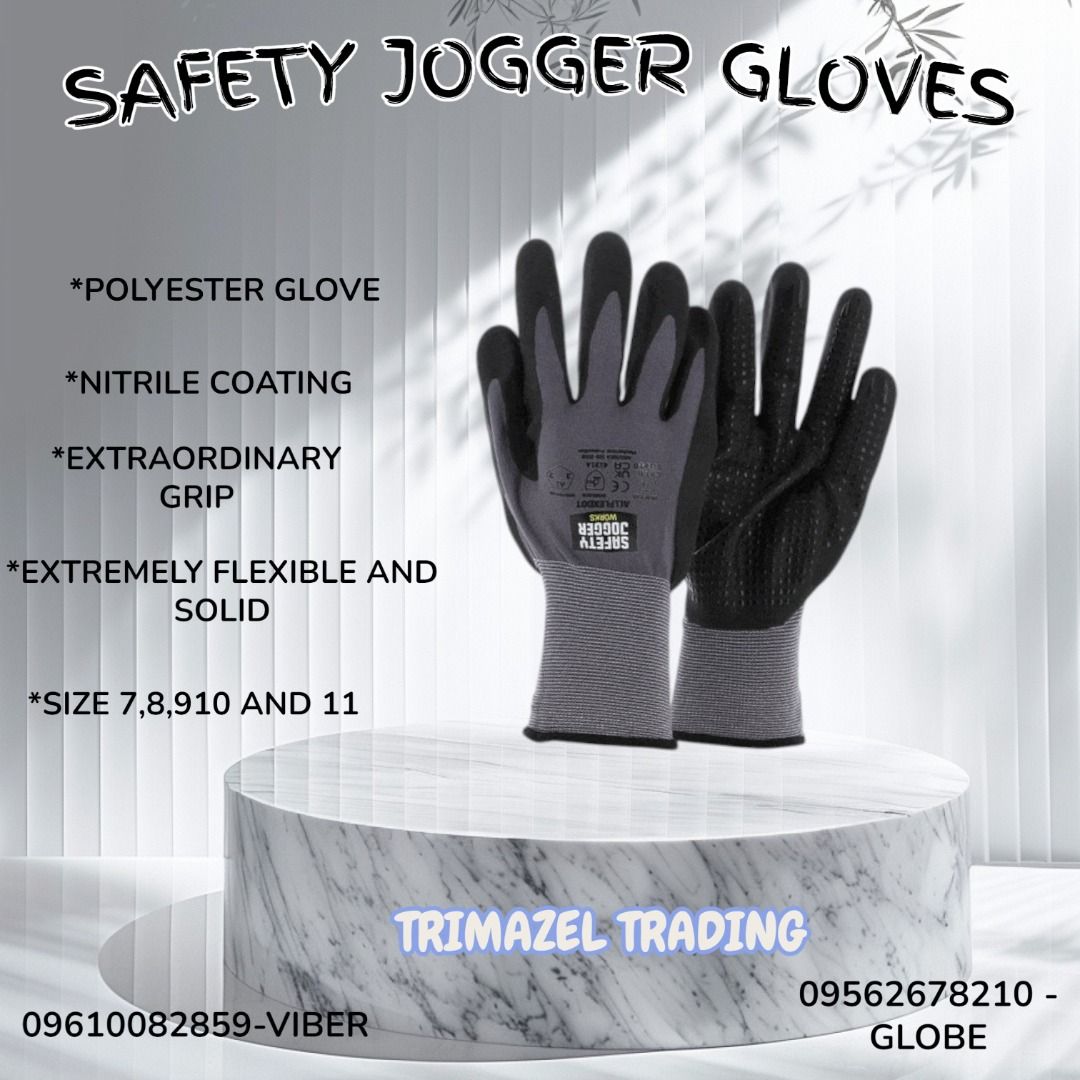 SAFETY JOGGER GLOVES NITRILE COATING POLYESTER (Category: Looking For) located in Las Pinas. Submitted by anin_19 (Listing ID 1470792496, Image 1). Description: 🧤 SAFETY JOGGER NITRILE-COATED POLYESTER GLOVES — GRIP, COMFORT & PROTECTION! Keep your hands protected during daily work with Safety Jogger Nitrile-Coated Polyester Gloves. Designed for a practical grip and comfortable handling, these gloves are ideal for warehousing, assembly work, log