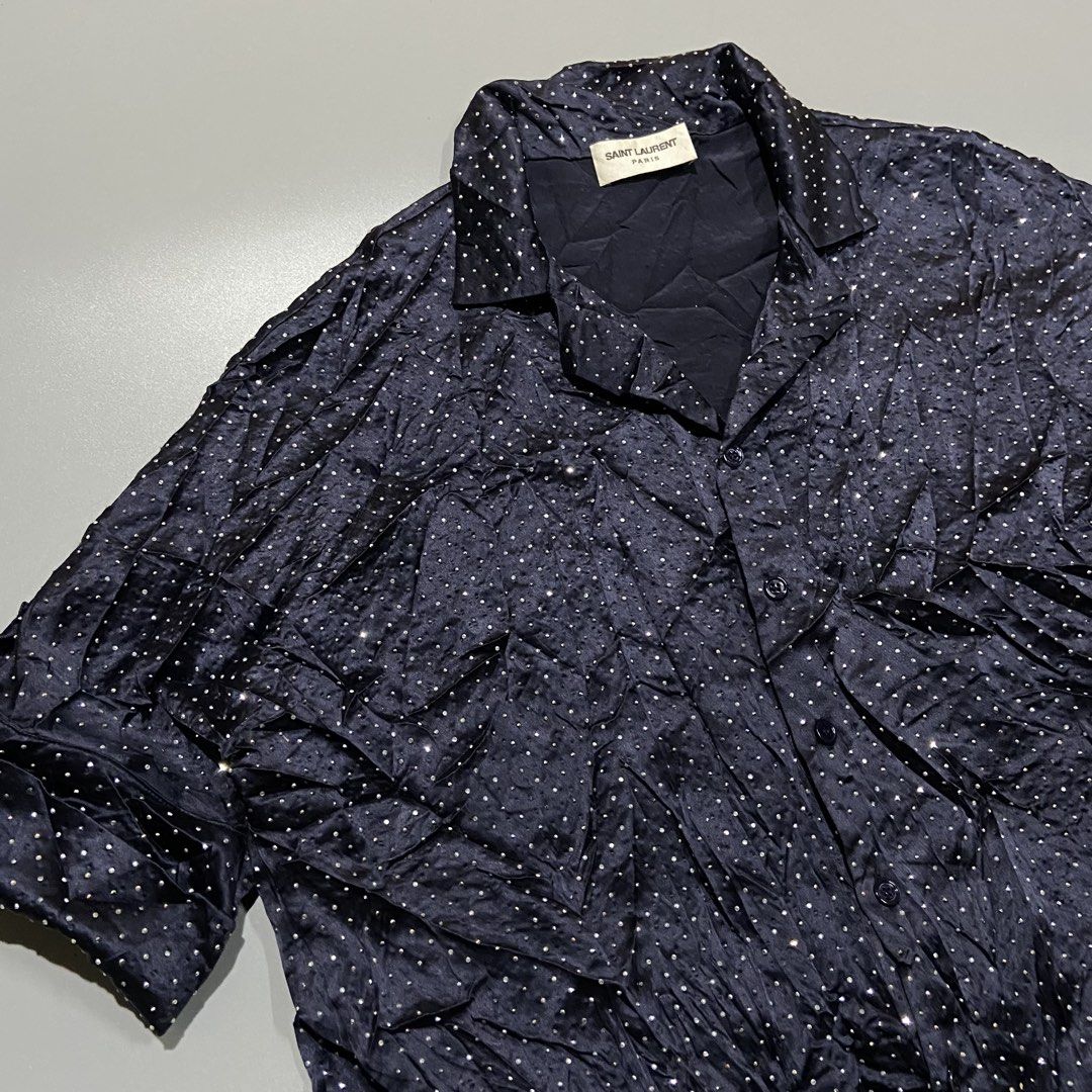 Saint Laurent SS20 Micro-Studded Fluid Shirt (Category: Formal Shirts) located in Cebu City. Submitted by johngregmoldez03 (Listing ID 1470860501, Image 3). Description: Saint Laurent SS20 Micro-Studded Fluid Shirt Size: 38 on tag Dimension: 22 Width / 24 Length Color Rate: 10/10 Excellent to New - Need Wash Pm📩.