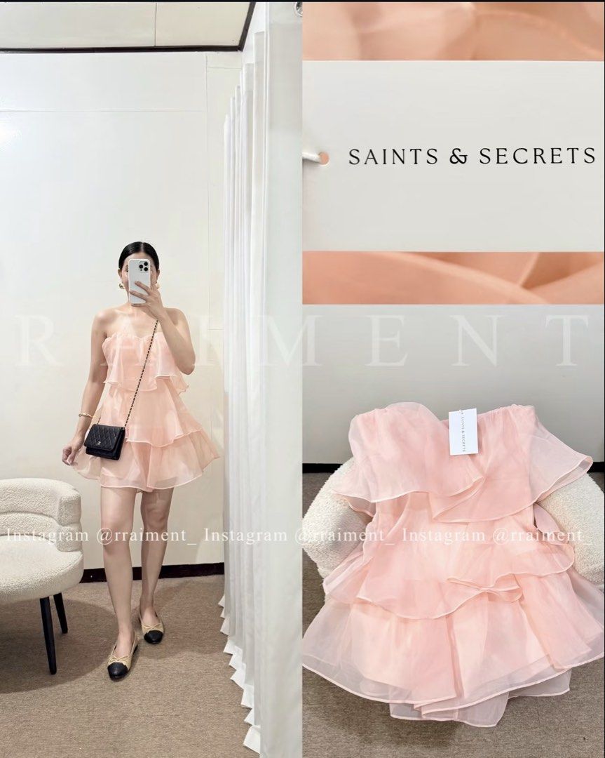 Saints & Secrets Pink Ruffle Dress (Category: Dresses) located in Manila. Submitted by revibe_2025 (Listing ID 1470858334, Image 1). Description: Too small for me pero super prettyy. Small size: Bust: 32-34 & Waist: 26-28 Please donts haggle much kasi bago po ang ganda quality. .