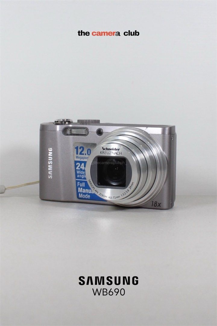 Samsung WB690 12.0 MP Digital Camera (Category: Cameras) located in Tarlac. Submitted by thecouclub (Listing ID 1470850731, Image 1). Description: Samsung WB690 12.0 MP Digital Camera ♡ ̆̈ CCD sensor ♡ ̆̈ built-in flash working ♡ ̆̈ 1080p Full HD movie mode ♡ ̆̈ dual image stabilization ♡ ̆̈ face detection ♡ ̆̈ scene modes (beauty shot, sunset, etc.) ♡ ̆̈ smart auto ♡ ̆̈ smart filter ♡ ̆̈ voice recording ♡ ̆̈ 18x optical zoom ♡ ̆̈ up to 72x digit